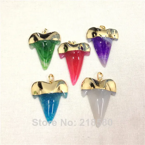 H DP109 микс Цвет Агат зуб акулы Кулон Шарм смоченной в покрытыем цвета чистого 24