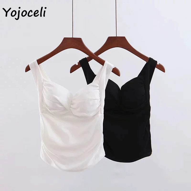 Yojoceli sexy front knot camis tops all match women vest 2019 summer white camisole | Женская одежда