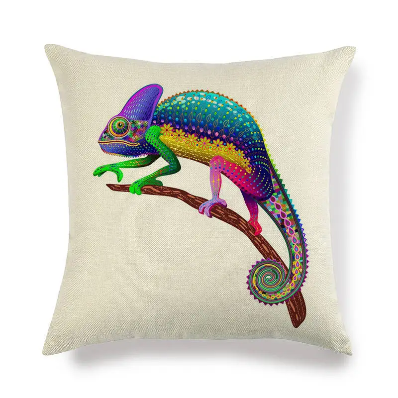 Наволочка из хлопка и льна с мультяшным животным динозавром лягушкой детский
