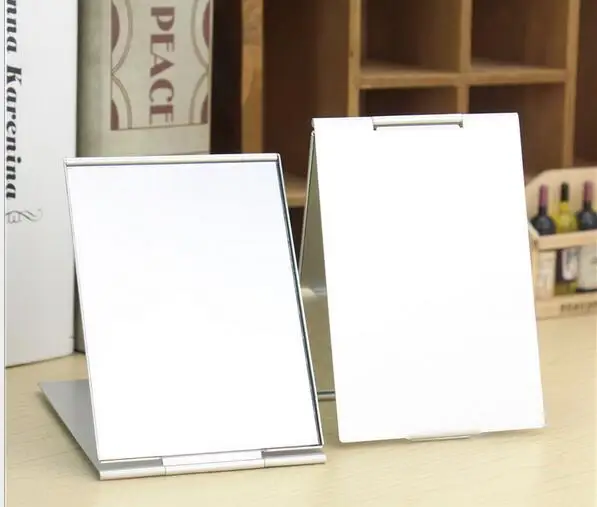 Ультратонкие карманные зеркала для макияжа прямоугольные складные серебристые