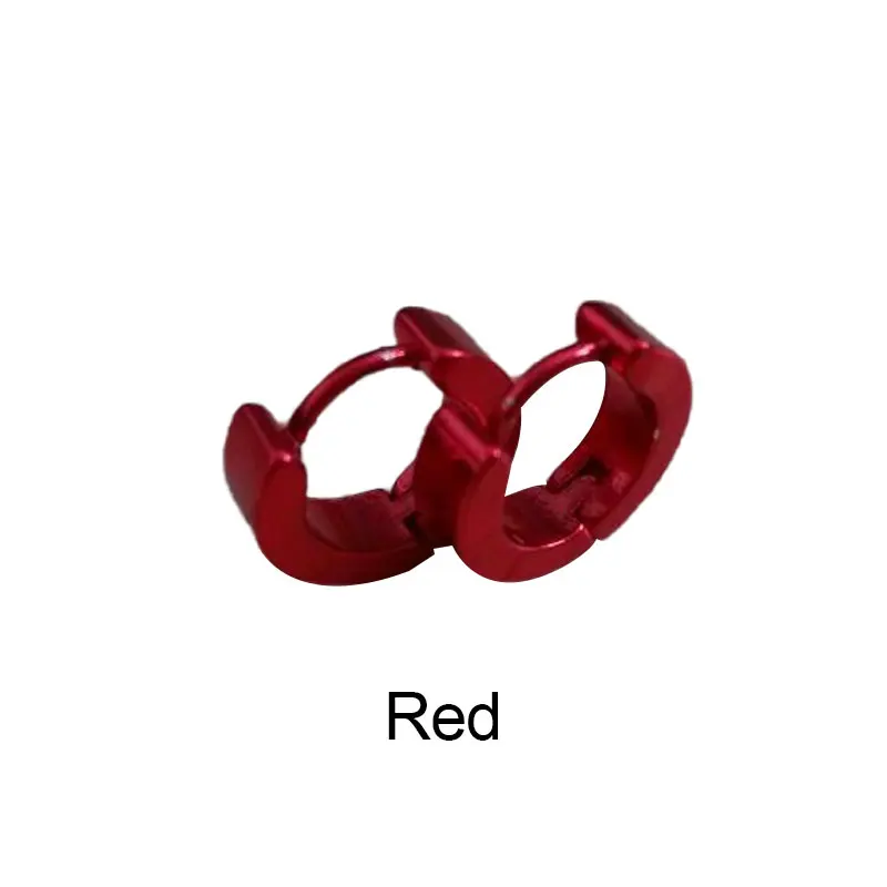 Red Новинка, модные маленькие серьги-кольца, серебряное золото, нержавеющая сталь, круглые серьги для женщин и мужчин, акриловые Ушные Кольца, цветные круглые клипсы - Окраска металла: Red
