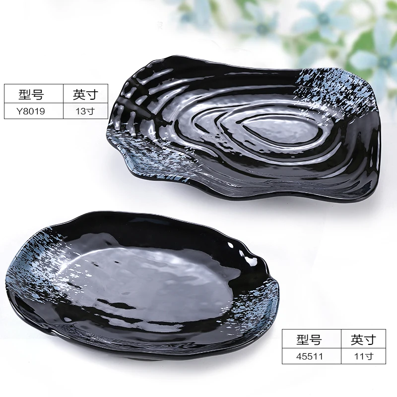 Большой Размеры меламина полосы блюдо имитирующие фарфоровая посуда суши мясо