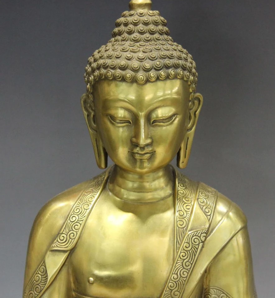 Китайский буддистский храм медная Шакьямуни татхагата Статуэтка Будда