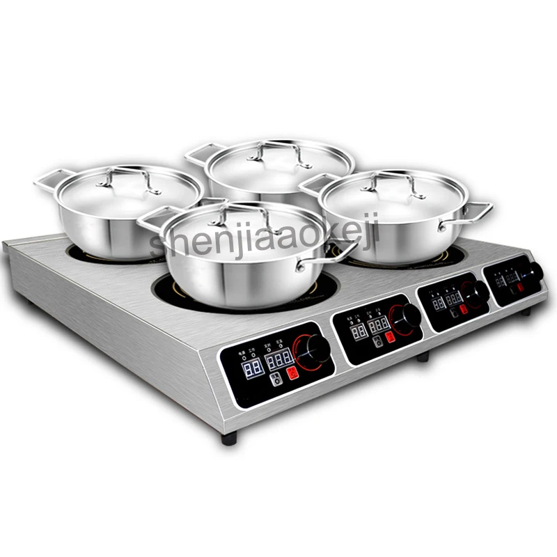 저렴한 상업용 인덕션 조리기, 220V, 4 헤드, 냄비, 가마, 쌀 국수, 회향, 말라 탕, 고출력 점토 용광로, 3.5KW X 4, 1 개
