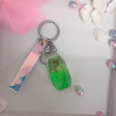 Green Уникальный тонкий красочный сухой цветок зыбучий песок жидкий брелок акриловый кулон брелок прозрачный дрейф бутылка ювелирные изделия подарок - Цвет: Green