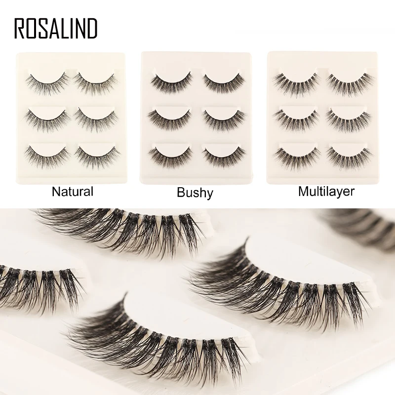 Натуральные ресницы ROSALIND для наращивания 3 пары Профессиональные Накладные