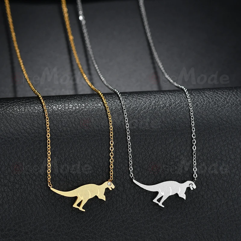 Женское Ожерелье с динозавром из нержавеющей стали ELSEMODE золотое ожерелье