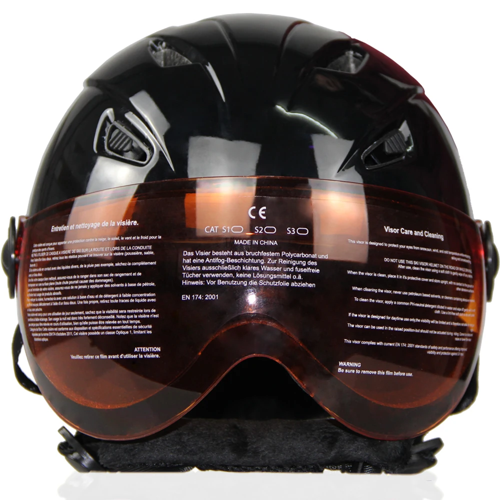 Фирменный Черный лыжный шлем с очками для мужчин/женщин/детей зимняя теплая