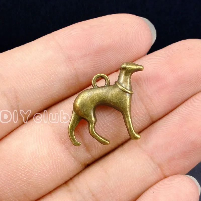 20pcs-Dog подвески Whippet или Greyhound Шарм кулон античное серебро/бронза тон 2 сторонний