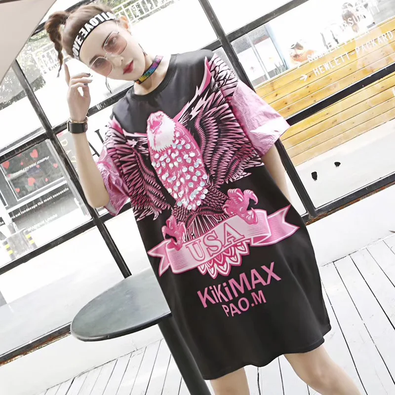 2018 США лето новый мультфильм орел печать металл цвет Длинные свободные женские