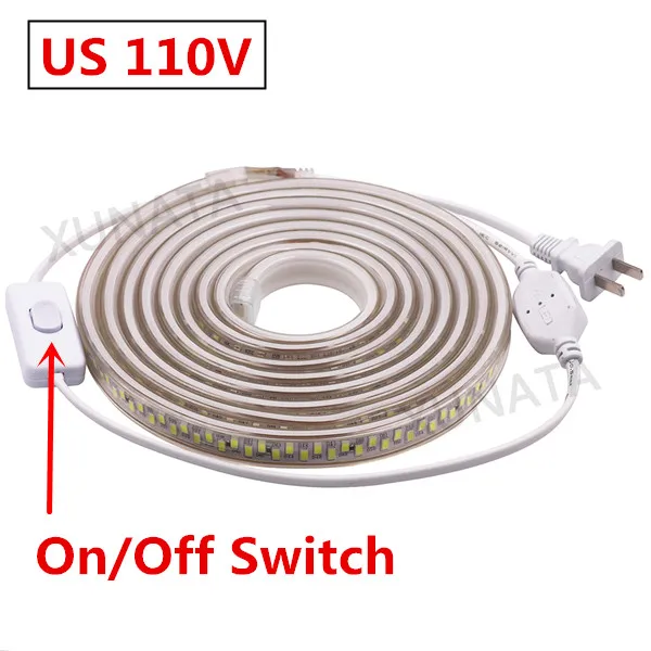 US 110V with Switch SMD 5730 Светодиодная лента 180 светодиодный s/m лента гибкий светодиодный светильник водонепроницаемая лента с выключателем на 110 В 220 в наружный светильник ing лампа - Испускаемый цвет: US 110V with Switch