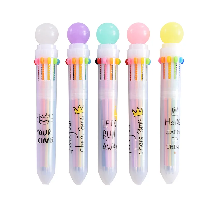 Kawaii многоцветная шариковая ручка Multi Функция 10 In1 карамельный цвет пресс