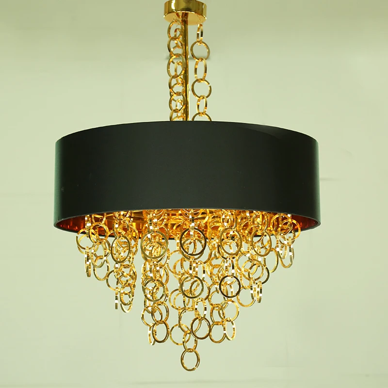 Современный роскошный металлический подвесной светильник Promotion с лампой LED, золотой цепью, лампашей идеально подходит для декора жилых помещений, ресторанов, баров и магазинов.