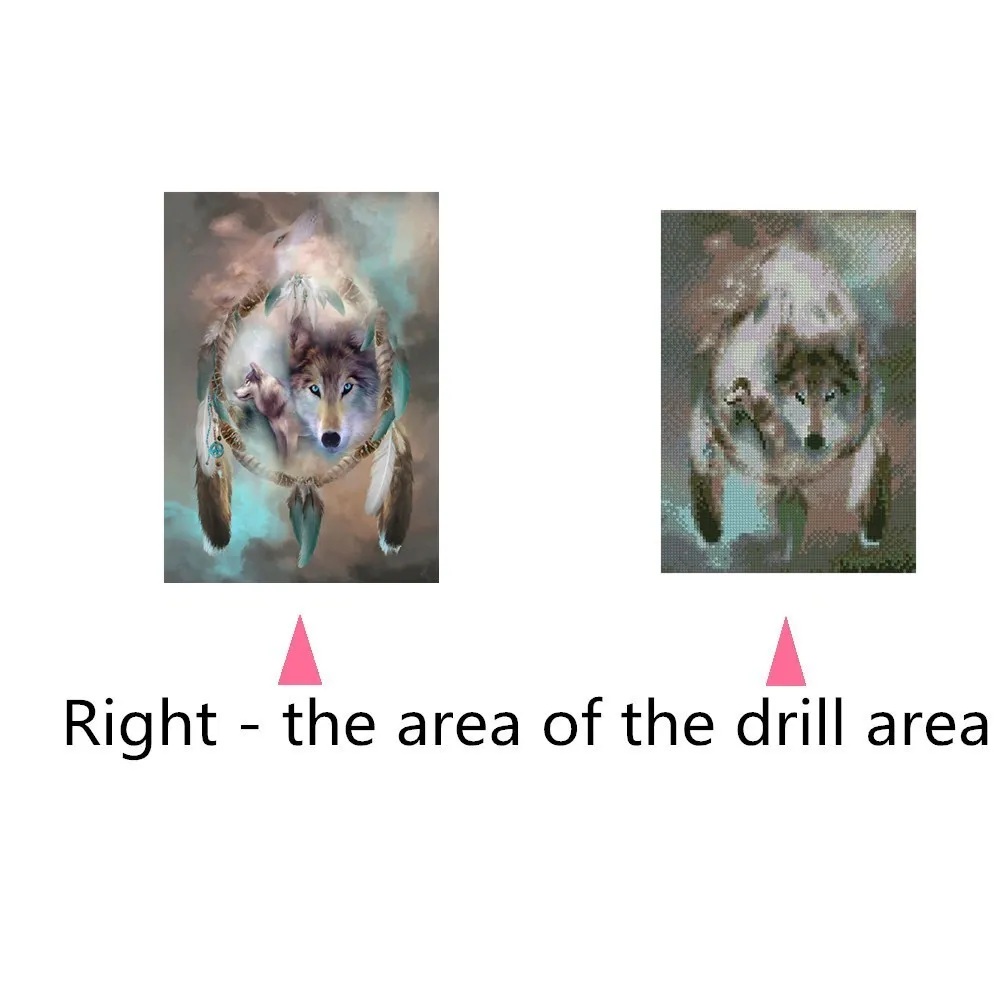 5D алмазная вышивка круг специальная форма мультяшная живопись волк в мечте
