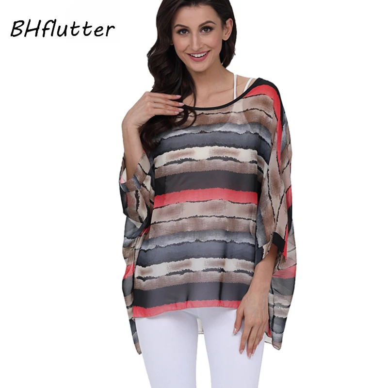 Женские блузки и рубашки от BHflutter повседневные летние топы в полоску футболки