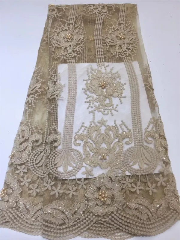 High Quality 3D flowers yellow African Beads Lace Fabric New Listing Guipure FFZ423 | Дом и сад