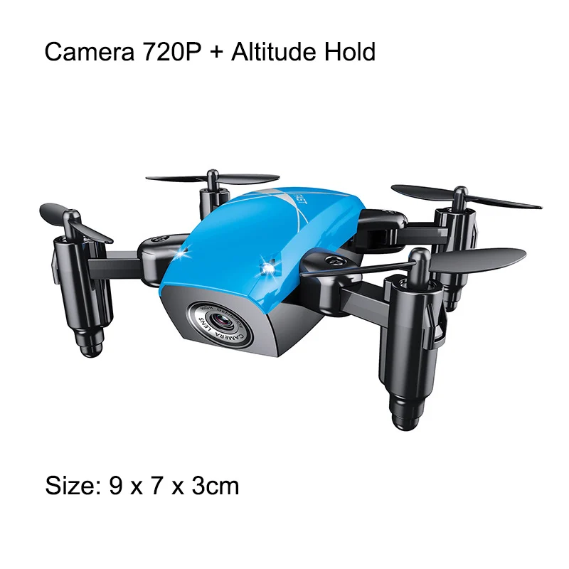 Blue - Camera 720P S9 складной Радиоуправляемый Дрон игрушка мини Дрон Микро Карманный Дрон Радиоуправляемый вертолет Квадрокоптер с HD камерой удержание высоты Wifi FPV Дрон подарок - Цвет: Blue - Camera 720P