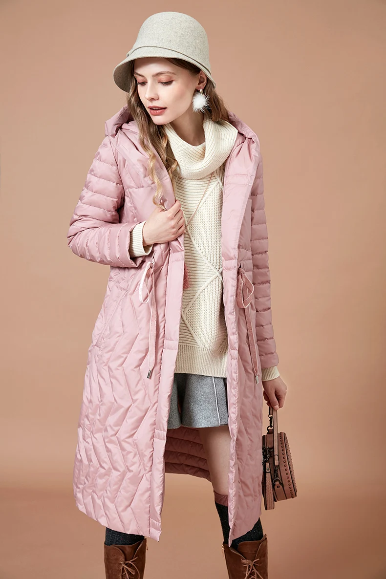 ARTKA Winter Women 90% White Down Jacket Coat Long Fashion Warm Outerwear High Quality Hooded Down Coats Parkas YK10088D