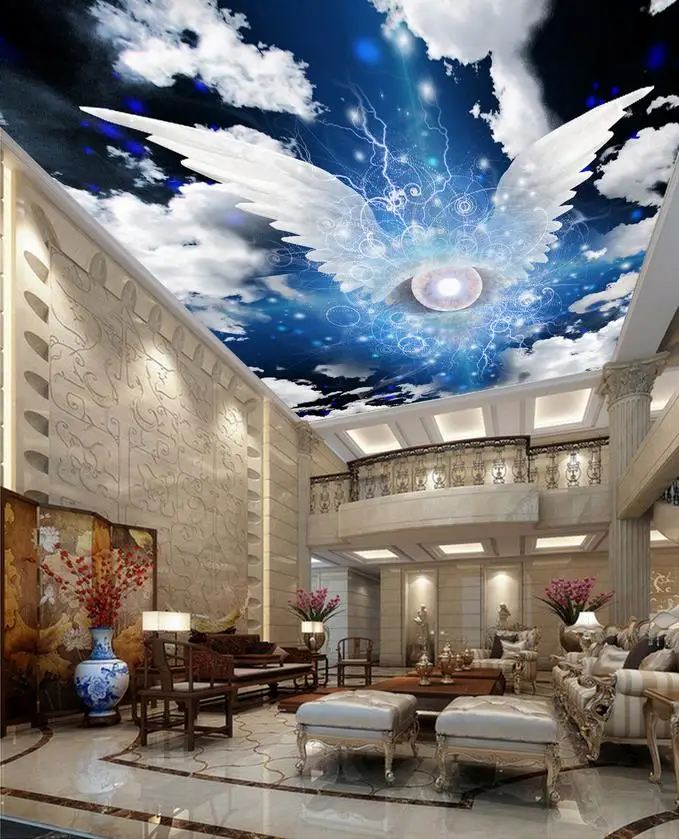 Фотообои с изображением звезд крыльев Ангела облаков потолка 3d обои для гостиной