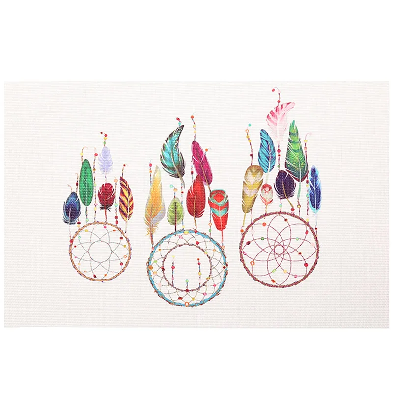 Dreamcatcher Placemats Girl Fish PVC Dining Table Mat Disc Pads Bowl Pad Coasters Waterproof Cloth Slip-Resistant | Дом и сад