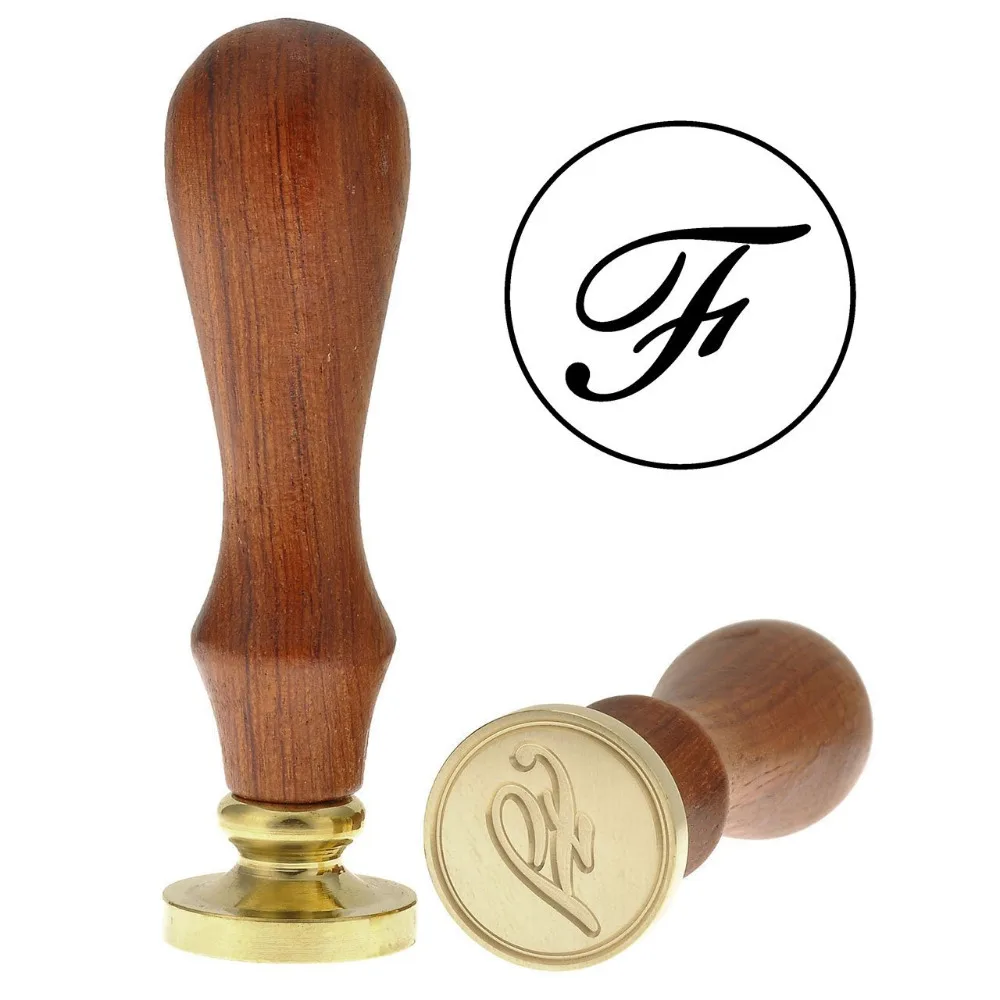 Винтажный Ретро латунный наконечник Деревянная ручка буква алфавита начальный