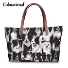 Женская сумка Coloranimal, модный брендовый дизайн, 3D милая собака, граница, колли, Высококачественная женская большая сумка для покупок, сумка-тоут