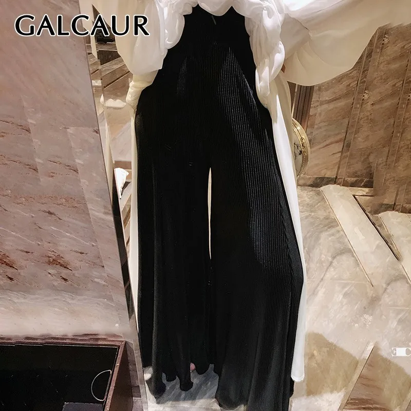 Брюки GALCAUR женские с завышенной талией винтажные однотонные плиссированные