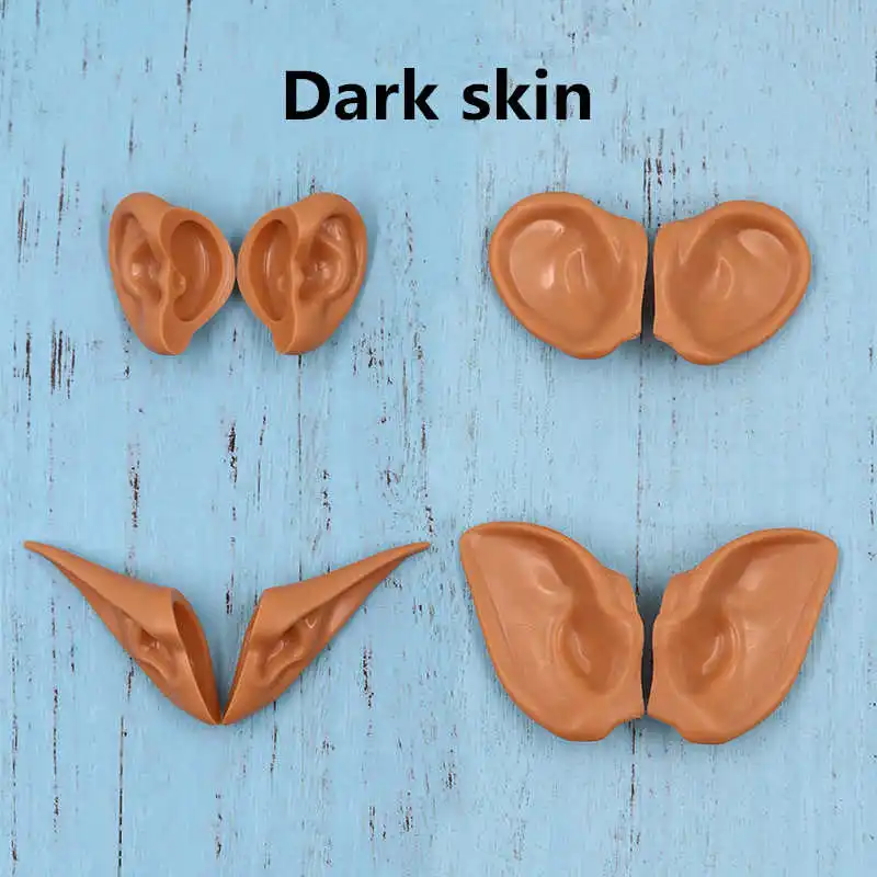 Blyth icy dolll 1/6 Elf человеческие пластиковые уши белый натуральный загар Темный супер темная кожа четыре пары для 30 см кукла DIY аксессуары подарок - Цвет: dark skin
