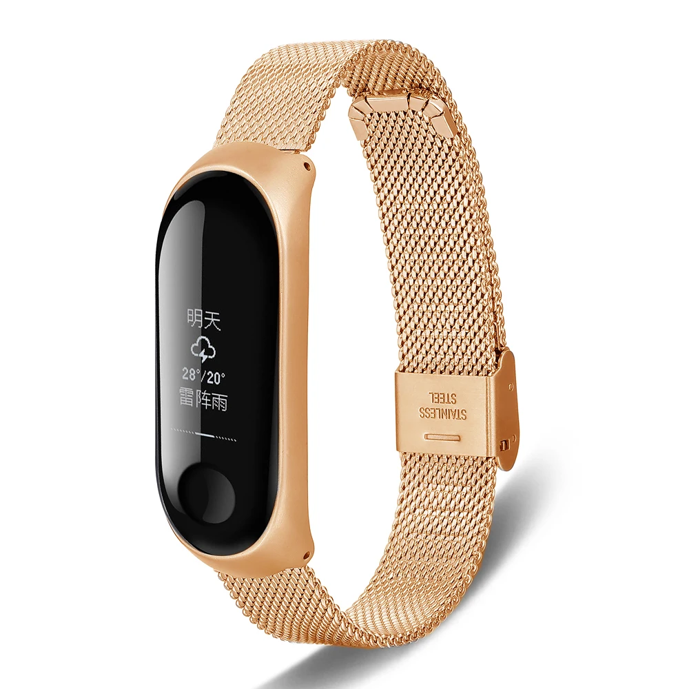 Нержавеющая сталь наручный ремешок для xiaomi mi band 3/4/5/6 металлический браслет miband