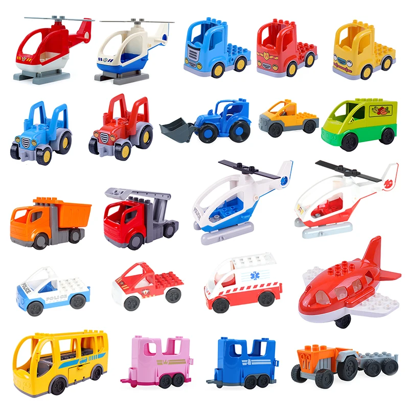 

Traffic Vehicle Car Model Big Building Blocks Airplane Engineering Truck Compatible Big Size Brick Accessories Toy Children Gift