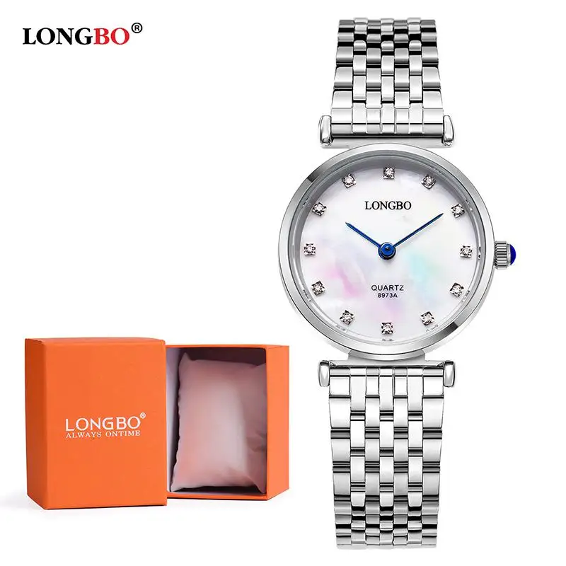 White Dial Woman Box Модные часы Longbo Luxurybrandclassic для пар, часы в деловом стиле для влюбленных мужчин и женщин, кварцевые амулеты, аналоговые наручные часы 8973a - Цвет: White Dial Woman Box