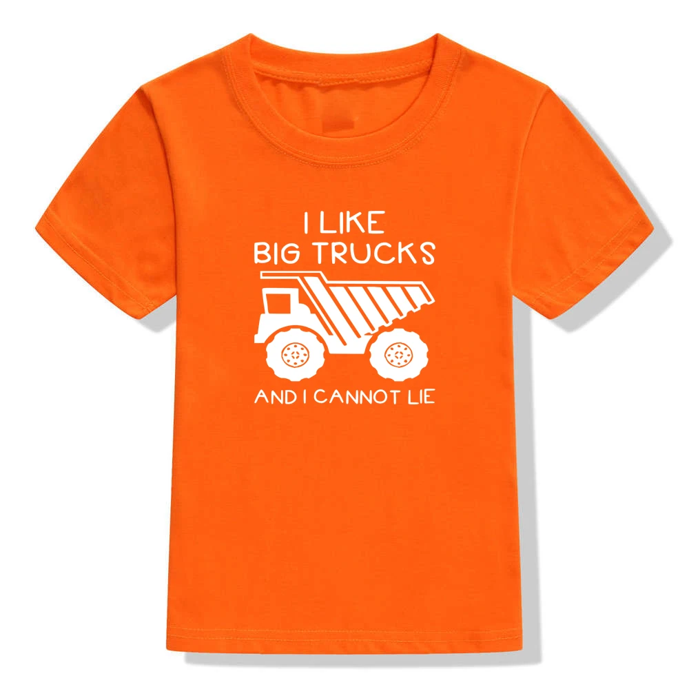Детская футболка с надписью «I Like Big Trucks and I Not Lie» детские топы с круглым вырезом, забавная Повседневная Блузка для малышей, футболка милые рубашки для маленьких мальчиков
