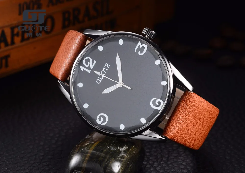 GUOTE оригинальные мужские кварцевые часы Reloj Hombre Кожаные Деловые с хронографом