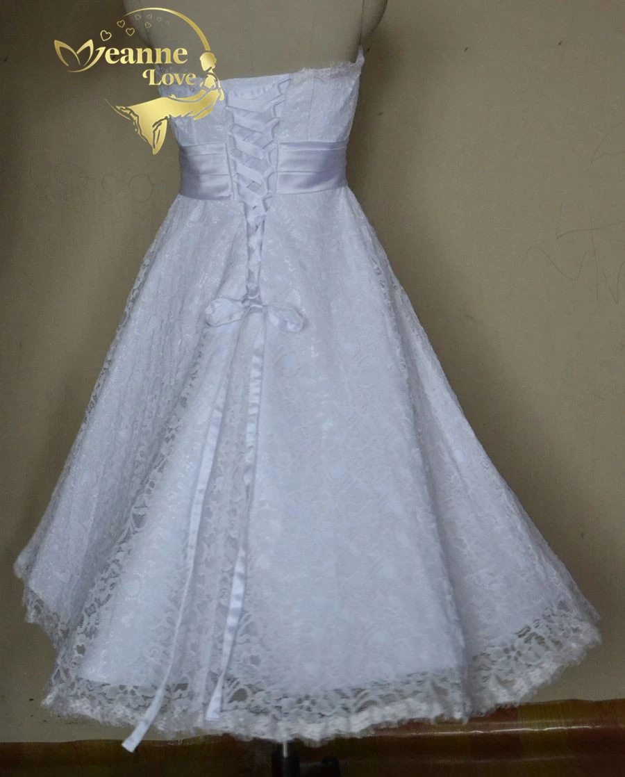 Vestidos robe de Soiree, дизайн, ТРАПЕЦИЕВИДНОЕ, длиной до середины икры, милое, белое, цвета слоновой кости, кружевное, Пляжное, свадебное платье OW2041