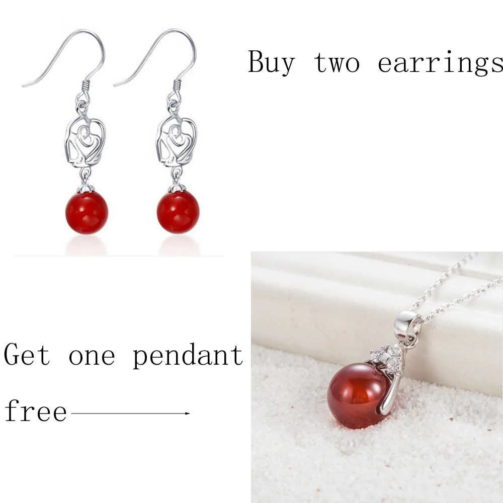 Red Agate Stone Earrings 925 Sterling Silver With 10mm Beads Drop | Украшения и аксессуары