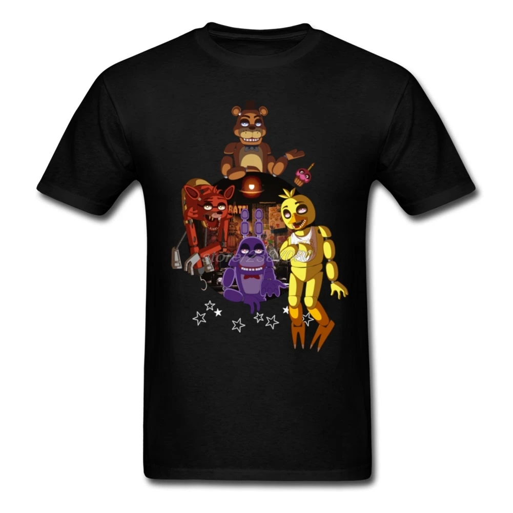 FNAF банда одежда для подростков натуральный хлопок модные рубашки онлайн натуральный хлопок для мужчин костюм футболки - Цвет: Черный