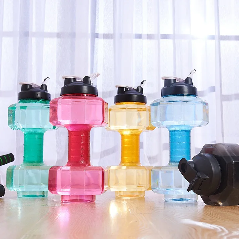 

2.2L Water Bottle Dumbbells Shaped Water Bottle Gym Outdoor Sports Fitness Kettle For Camping Hiking Cycling