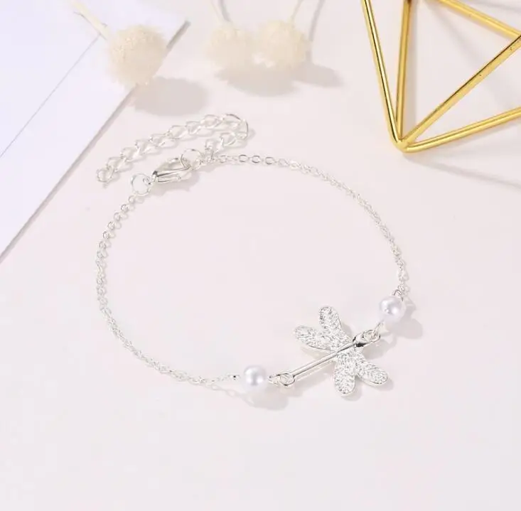 601 New Cute Temperament Dragonfly Trendy Anklet Multielement Bracelet Adjustable Opening Bangle Bijoux Jewelry Gift B3100 | Украшения и