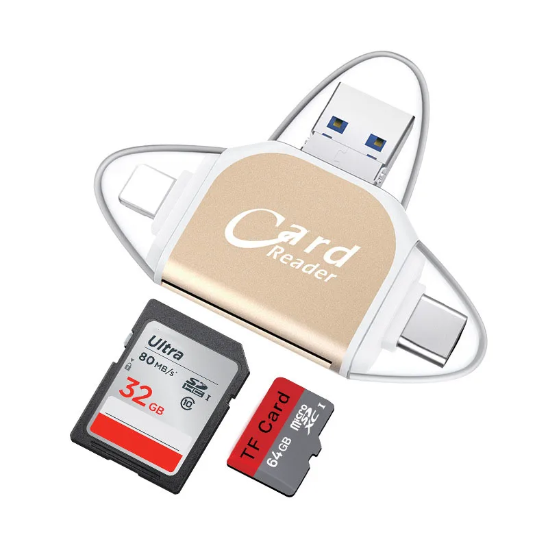Все в одном 1 SD TF кардридер Тип C SDHC OTG адаптер памяти для iPhone X XS MAX XR 5 6 7 8 iOS Android