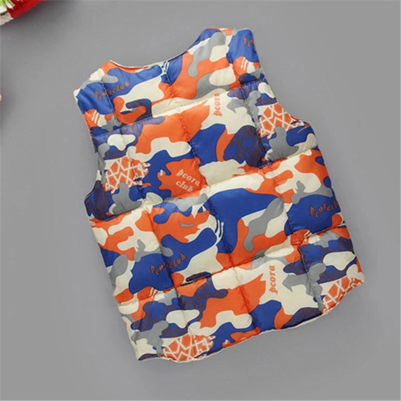 Зимний жилет для маленьких мальчиков Теплый детский Камуфляжный Модный милый