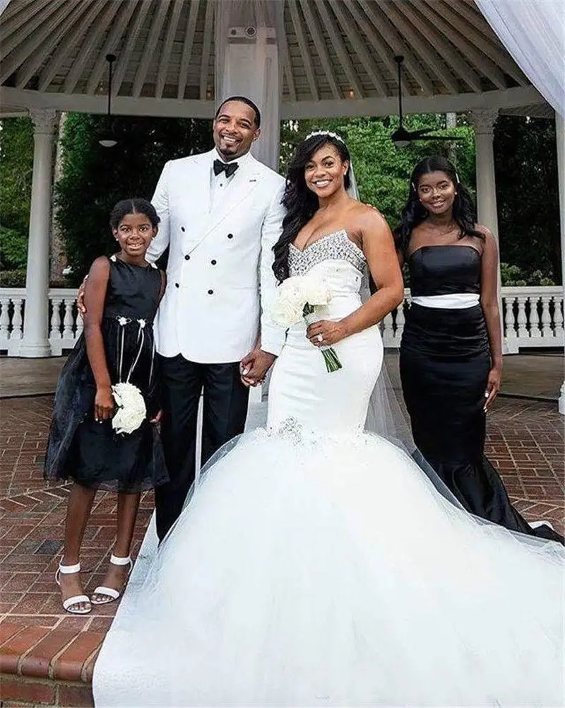 Элегантное свадебное платье в африканском стиле с юбкой годе сердечком бусинами