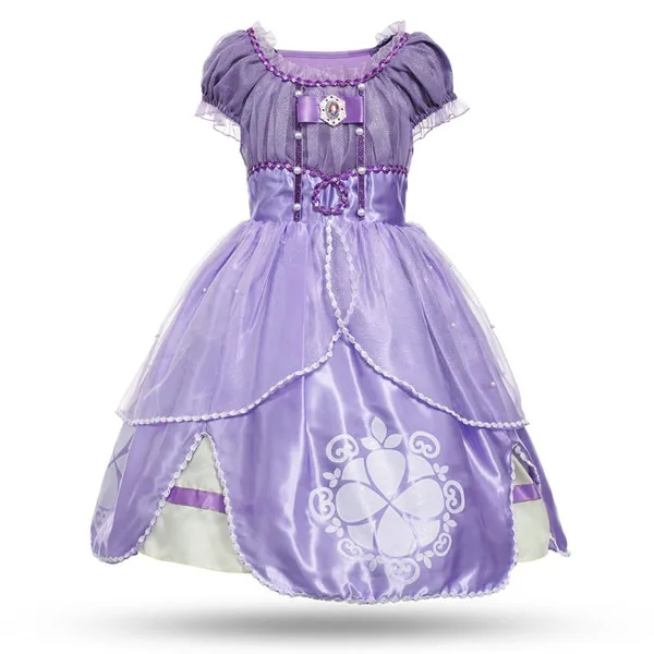Sofia Dress 101A Платье принцессы Софии для девочек; маскарадные костюмы Софии для маленьких девочек; детская праздничная одежда с цветочным принтом; Детские торжественные фиолетовые платья - Цвет: Sofia Dress 101A
