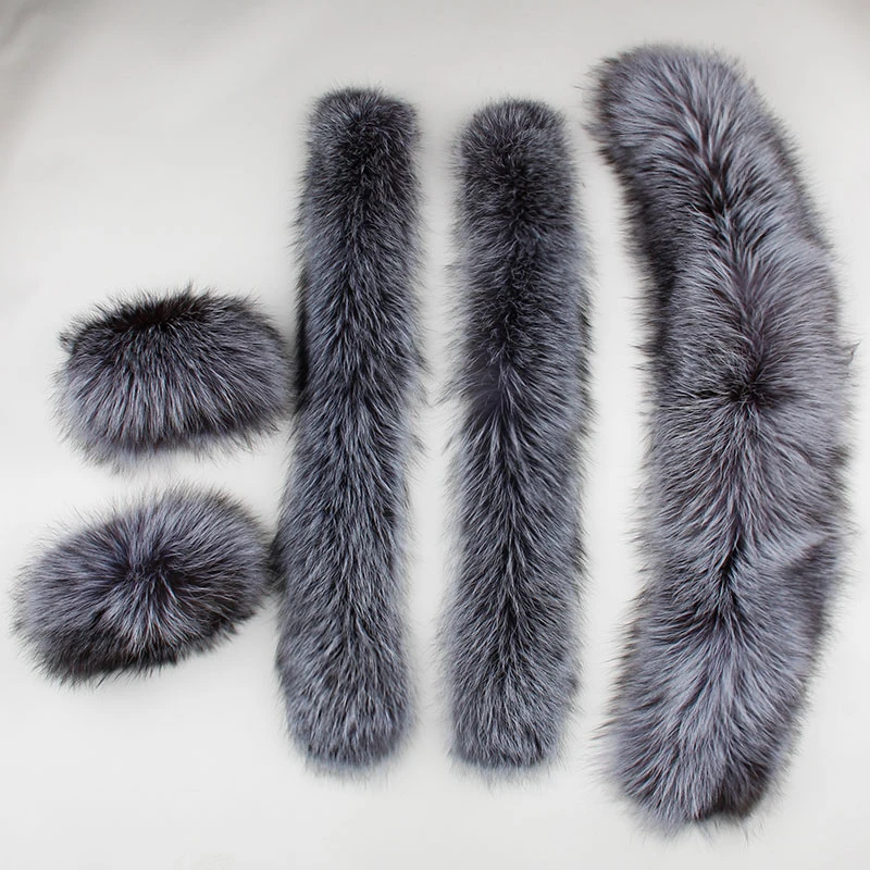 Luxury winter fur parka women long coats and jackets real silver fox collar hood placket cuff thick warm wool lined wear | Женская