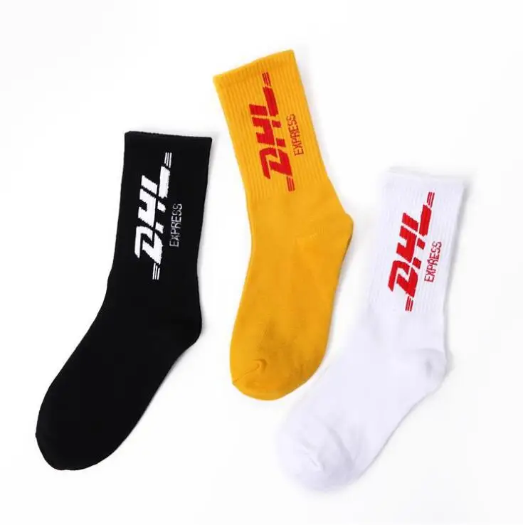 Носки унисекс, уличная мода, стильные, для DHL, с надписями, с принтом, для мужчин и женщин, модные носки для катания на коньках Ulzzang