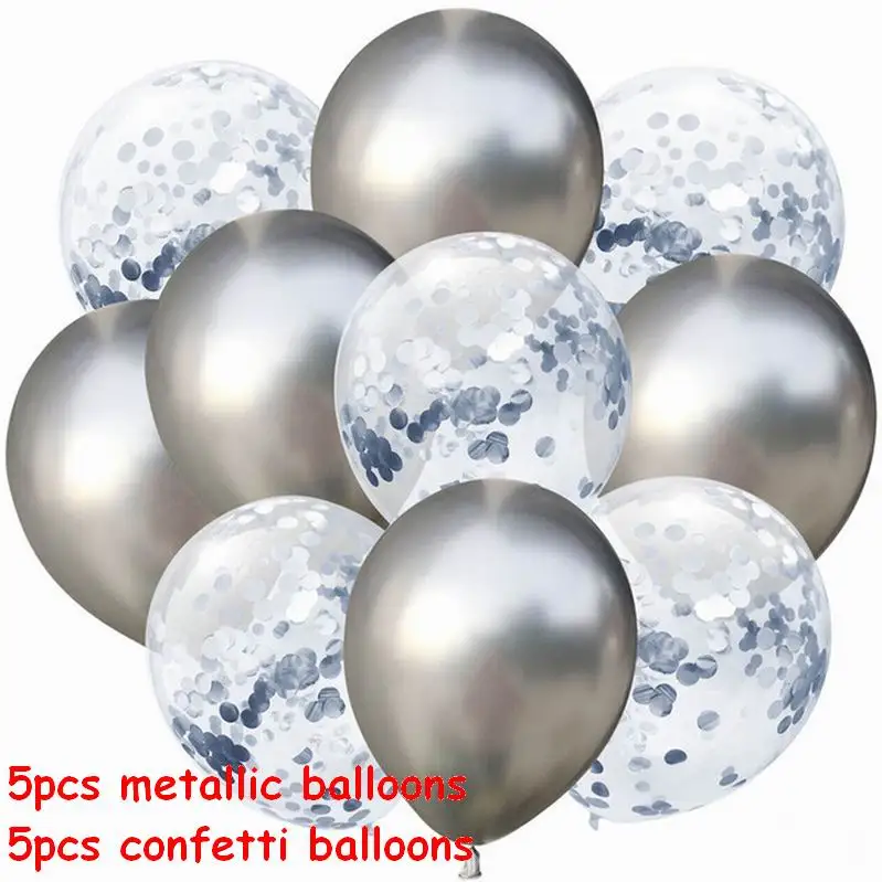 metallic set 7 10 шт 10 дюймов металлические цвета латексные воздушные шары с конфетти надувной шар для дня рождения свадьбы - Цвет: metallic set 7