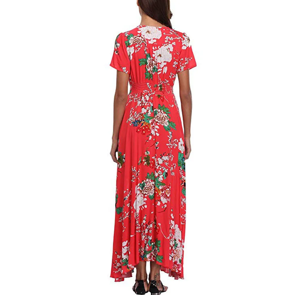 Женское летнее платье с цветочным принтом длинное большого размера женское и