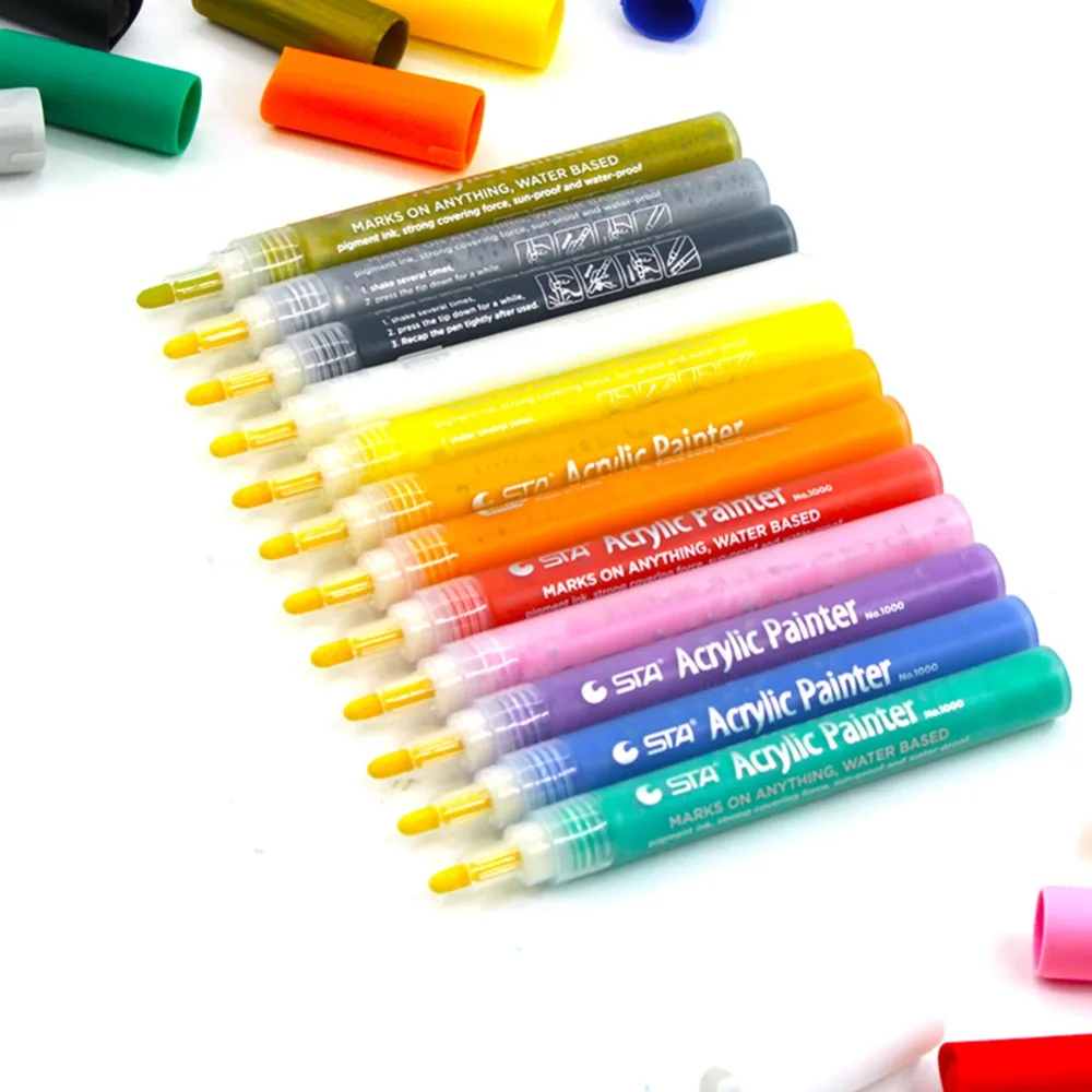 Acrylic paint marker 12/24 colors set permanents drawing pens for artist suppliers | Канцтовары для офиса и дома