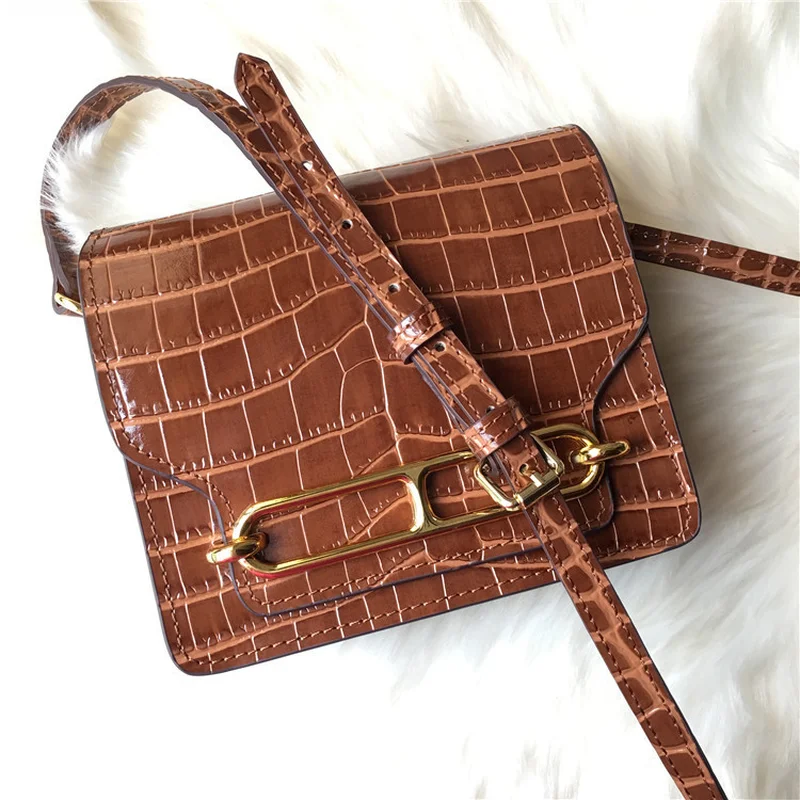 Сумки для женщин новинка 2018 свиной нос крокодиловые полосы через плечо кожаная