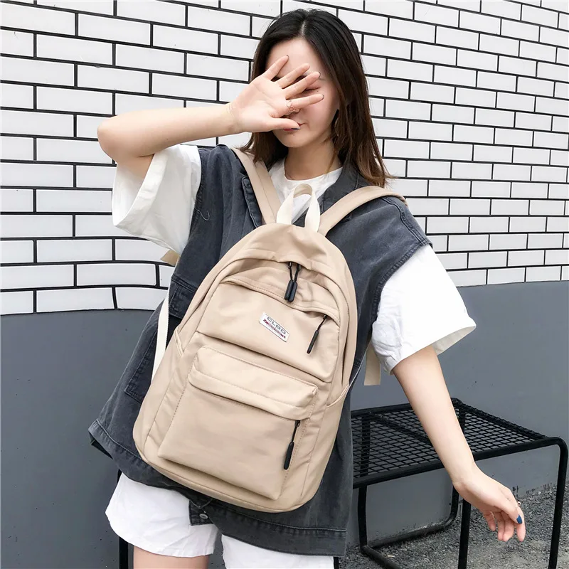 2019 Canvas Women Backpack Solid Student School Bag for Teenage Girls Travel Female Book Shoulder Mochila Feminina CJ863 | Багаж и сумки