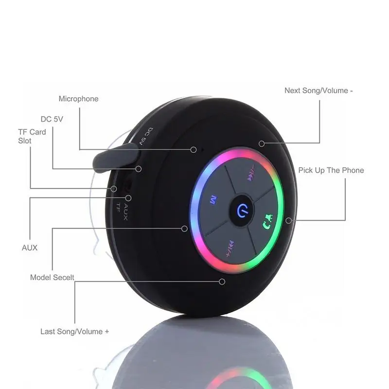 Водонепроницаемый Bluetooth динамик светодиодный портативный беспроводной радио для ванной комнаты Handfree сабвуфер аудио alto falante para carro с TF картой